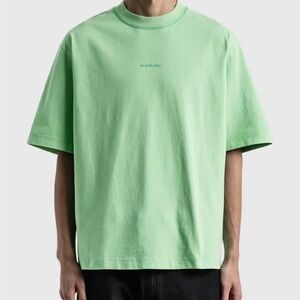 Acne Green Short Sleeve Tee with Mock Neck